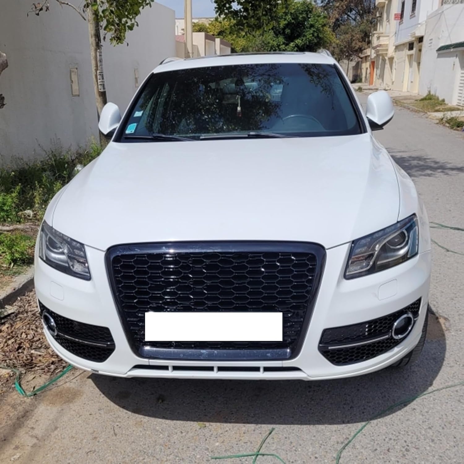 Car Front Grill RSQ5 Honeycomb Mesh Grille RS Style Gloss Black Fit for Audi Q5 SQ5 2008-2012