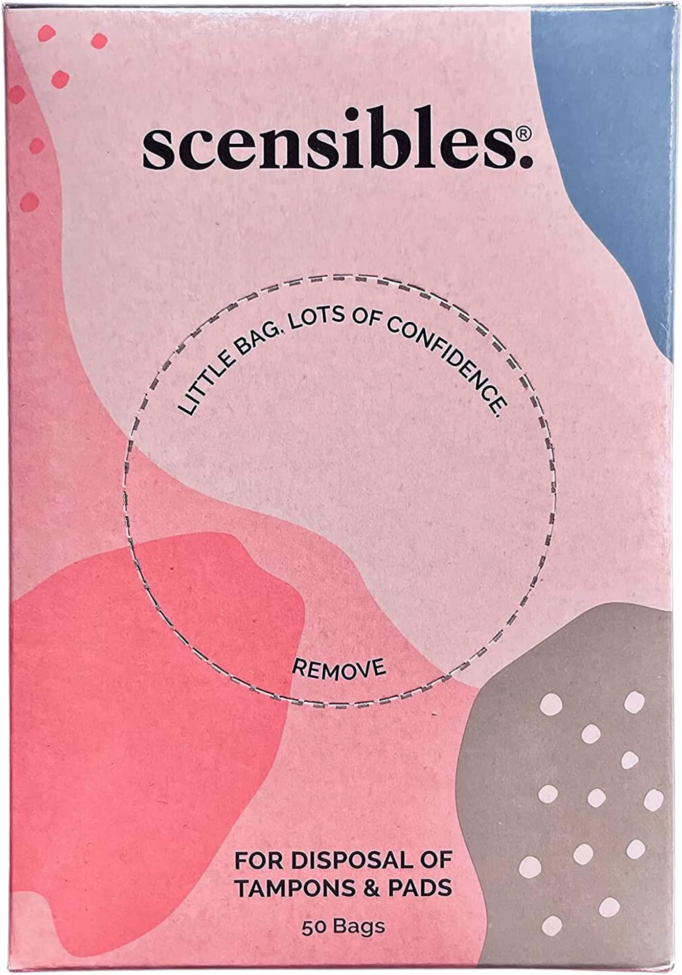 Scensibles Personal Care Disposal Bags (50 Count) - For Tampons, Pads, Liners, Condoms & More - Discreet, Hygienic & Odor-Reducing Disposal Solution