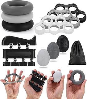Lot de 10 Hand Grip Musculation Avant Bras,Musculation Main,Balle Reeducation Main en Silice,Améliore la Flexibilité et la Force des Doigts pour le Jeu, la Guitare, l'escalade, le Fitness