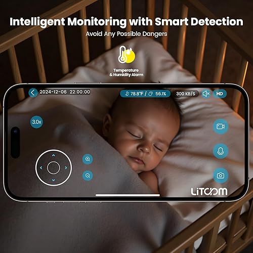 Miniatura 9 de litokam Cámara de seguridad 2K 4MP para interiores, monitor de bebé WiFi 5G2.4G con cámara y audio, cámara para mascotas, detección de