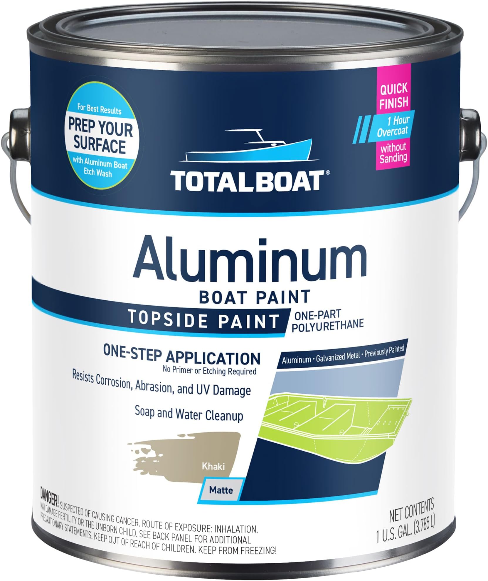 TotalBoat Aluminum Boat Paint for Canoes, Bass Boats, Dinghies, Duck Boats, Jon Boats and Pontoons (Khaki, Gallon)