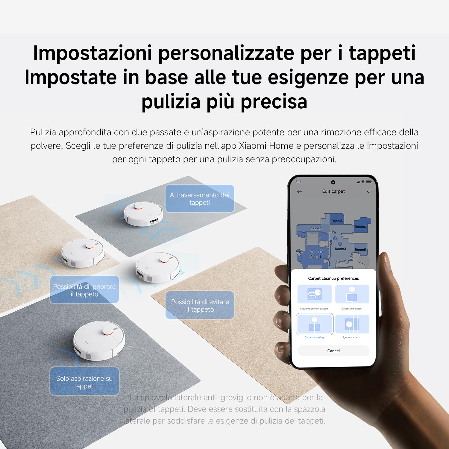 XIAOMI Robot Vacuum H40, Aspirapolvere e Lavapavimenti all-in-one, Potenza di Aspirazione 10.000Pa, Mappatura ad alta precisione con LDS, Ideale per Tappeti a Pelo Corto e Pavimenti Duri