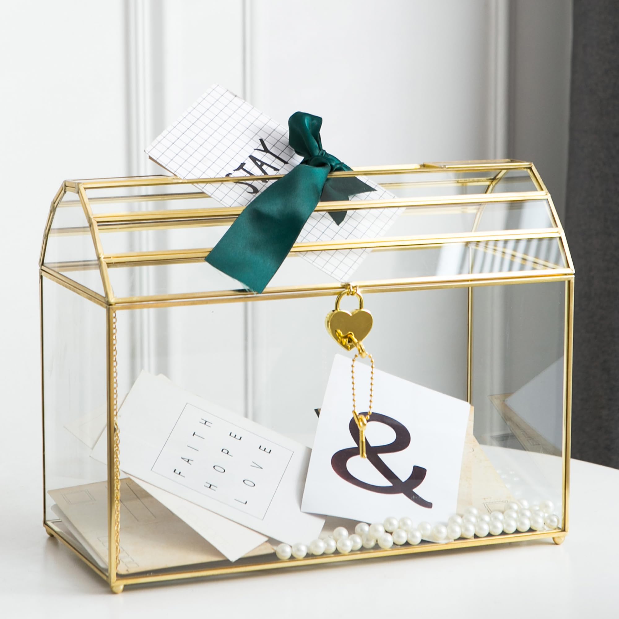 Caja Grande Para Tarjetas De Vidrio, Hecha A Mano Con Ranura Y Cerradura,  Tarjetas De Regalo, image size:2000x2000