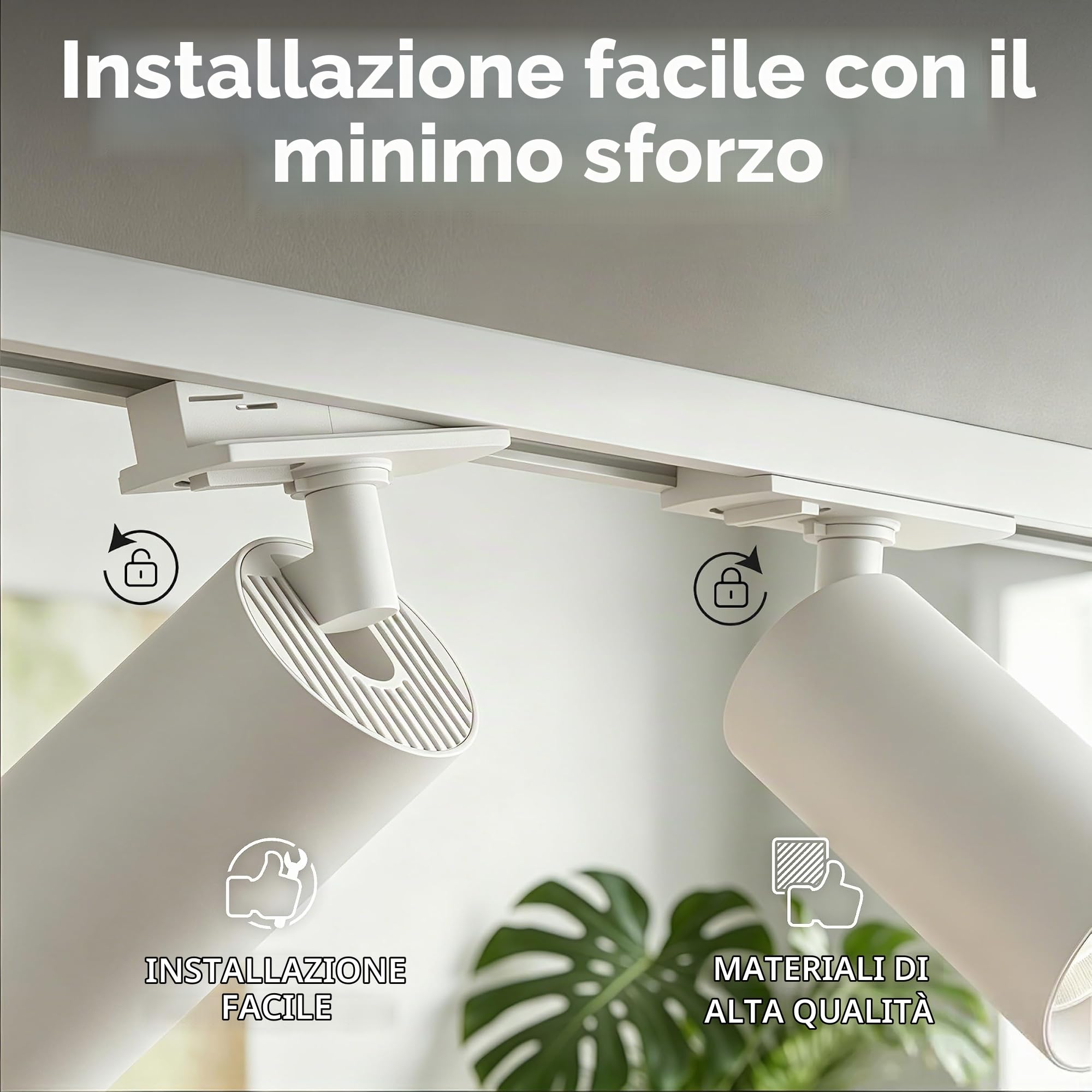 CALEX Sistema di binario LED, 2 m con 4 faretti GU10 orientabili, colore Bianco, plafoniera moderna