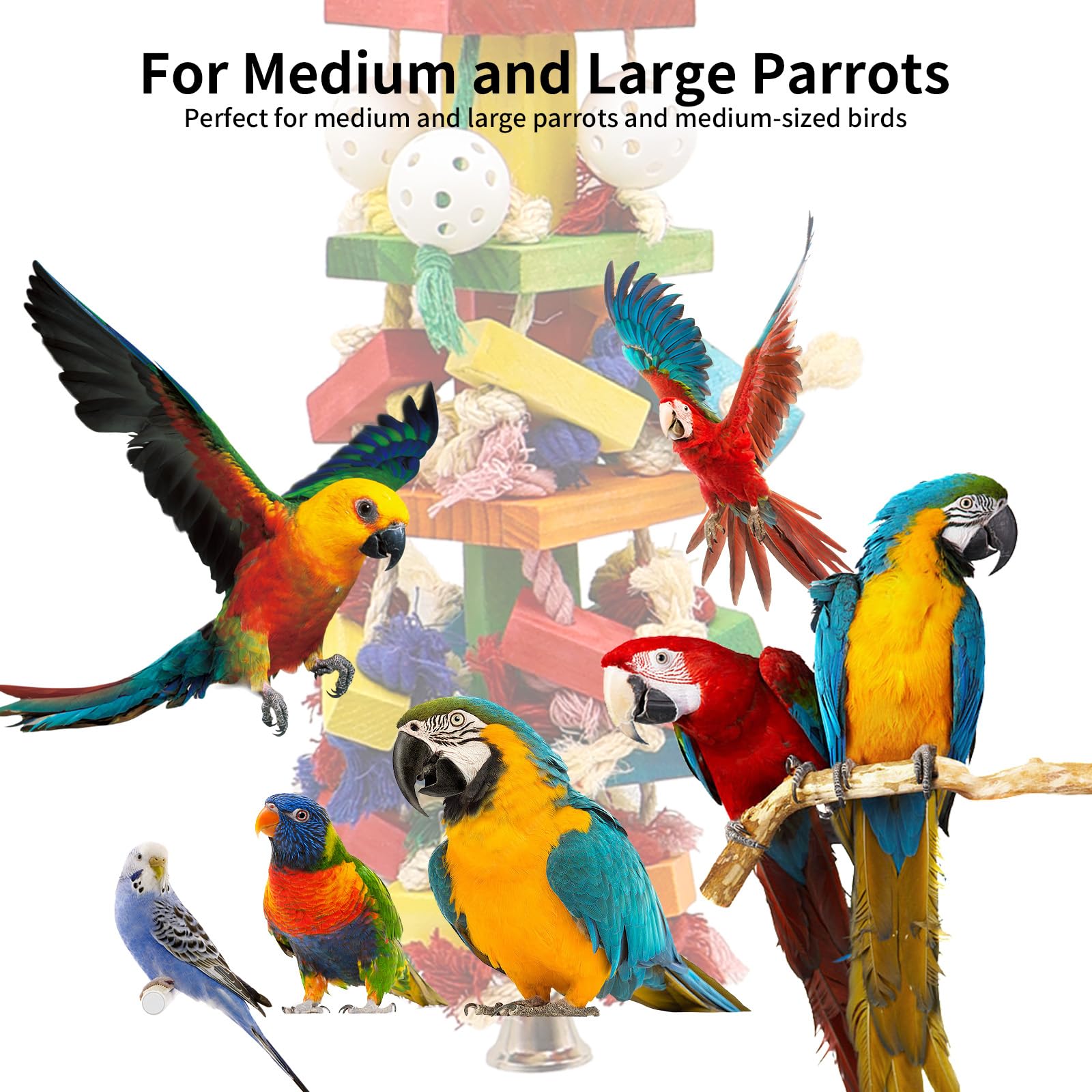 Juguetes interactivos de loros para pájaros grandes, cacatúa, cacatúa y periquito, cosas de juego para pájaros grandes, juguetes divertidos y atractivos para pájaros