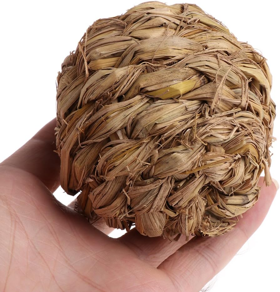 Amrka Pet Chew Toy Woven Grass Ball with Bell For Rabbit Hamster Guinea Pig Chinchillas 10cm/3.94"