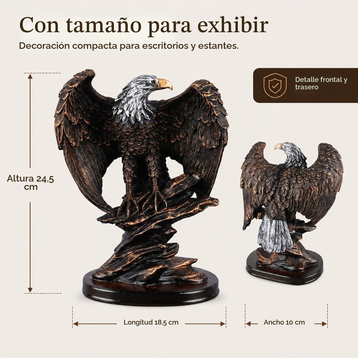 Escultura de águila de resina, estatua de águila dorada, estatua de águila de resina, estilo retro, detalles ricos, color bronce, base estable, patriótica