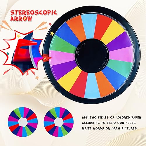 Miniatura 8 de Rueda giratoria de 8 pulgadas de doble cara 16 ranuras Fortune Game Color Rueda de ruleta de mesa de Fortune Educación en el hogar, fiesta, carnaval