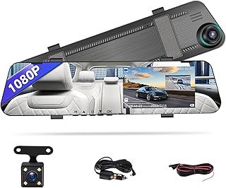 Mirror Dash Cam Front and Rear Dash Car Camera 4.5 inch 1080P IPS Screen Rear View Mirror Dash Cam Mount with Night Vision, Parking Assistance, Loop Recording, 24 Hours Parking Mode, G-Sensor