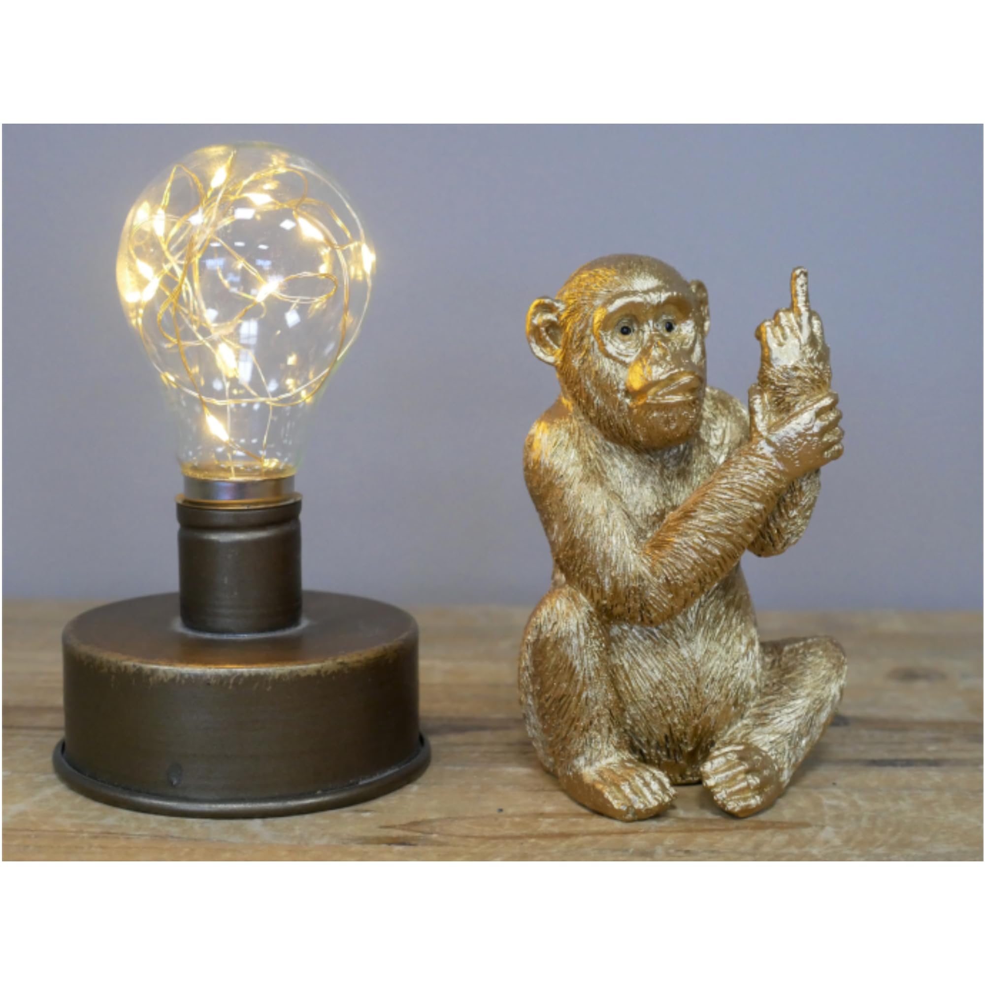 Fyne-Finds Gold Resin Up Yours Rude Monkey Figurine Statue Small Funny Novelty Shelfsitter Ornament & Sculpture