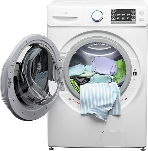 KoolMore FLW-5CWH - Máquina de carga frontal de 27 pulgadas, tamaño XL, de 4.5 pies cúbicos con motor inversor silencioso, funciones de vapor y agua