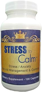 Stress to Calm - Natural Stress and Tension Relief. Fast Mood Relaxation. All Natural Non Addictive and Safe Relaxer. Support for Men and Women. 120 Vegan Capsules.