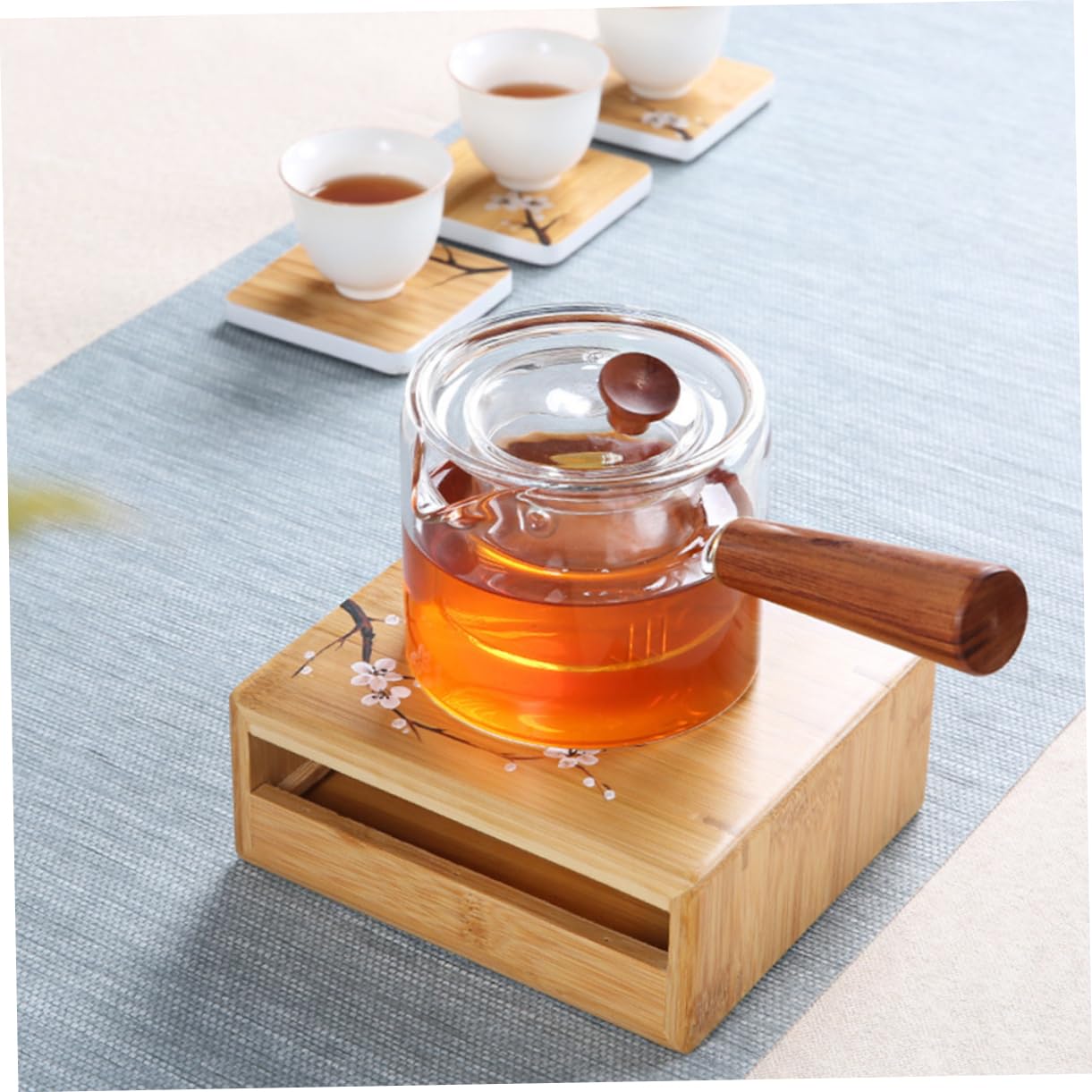 Calentador de Tetera Multiusos de Bambú E Hierro para Té