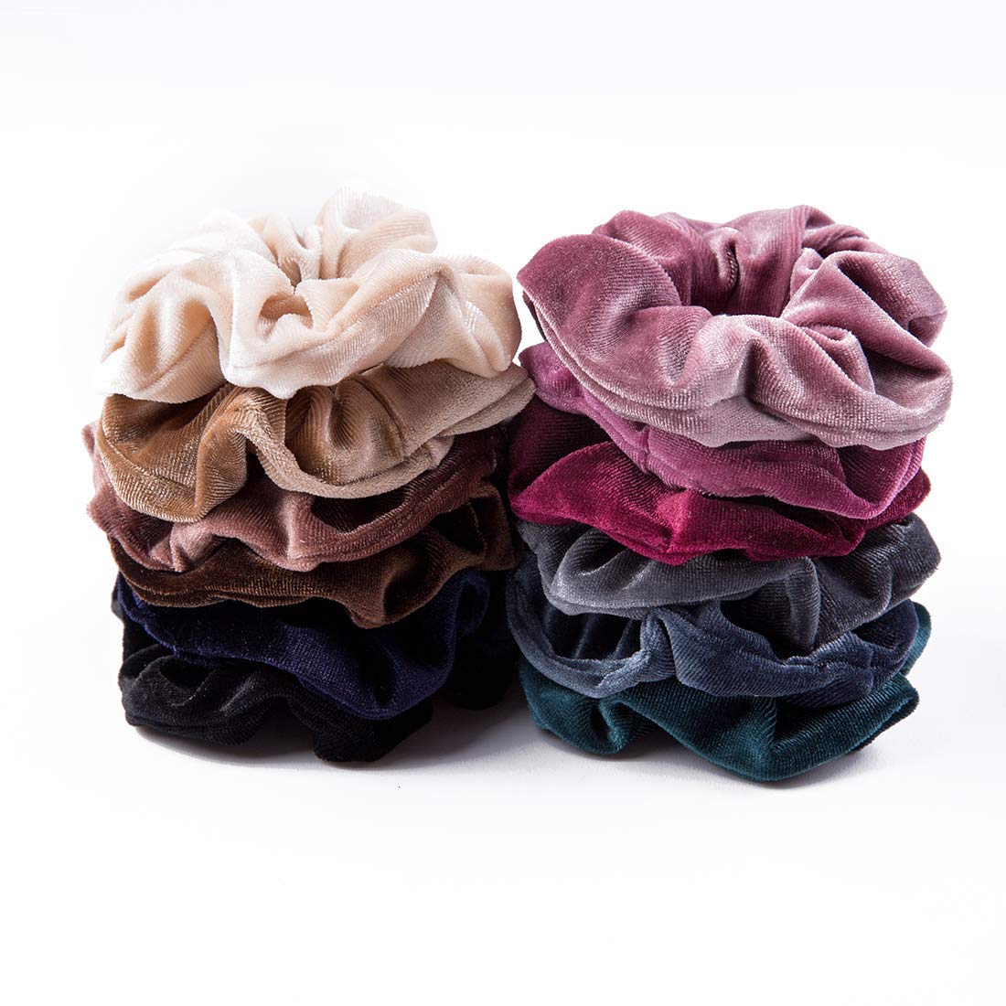 ALIBA COLLECTION 12 Pcs Hair Ties Velvet Scrunchies, KINGMAS Elastic Flannelette Hair Bands Scrunchy Hair Ropes Women Hair Accessories 1