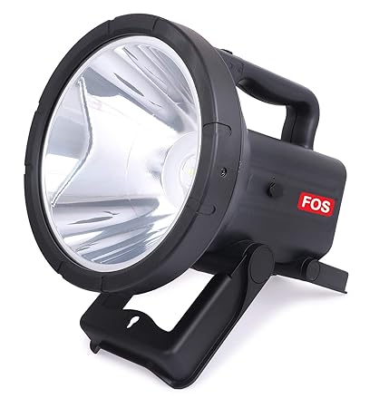 FOS LED SEARCH LIGHT 30W with 2400 mAh LITHIUM-ION BATTERY (RANGE UP to 2 KM.) 2 MODES RECHARGEABLE HANDHELD TORCH - 1 YEAR WARRANTY and BIS CERTIFIED