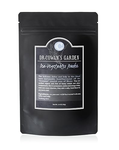 Dr Cowans Garden Polvo vegetal marino dulce atlántico cosechado silvestre wakame atlántico y algas atlánticas disponible en Yaxa Colombia