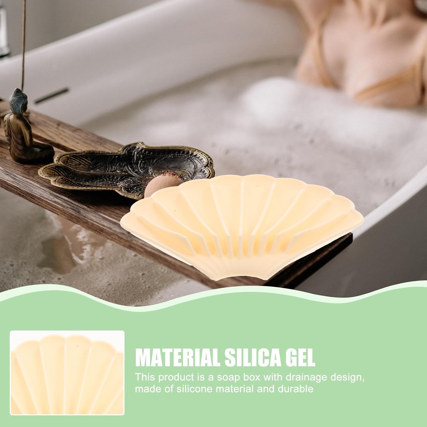 5pcs Silicone Soap Holder Set with Self-draining Shell Design Non-Slip Bathroom Soap Dish Rack for Countertop and Shower