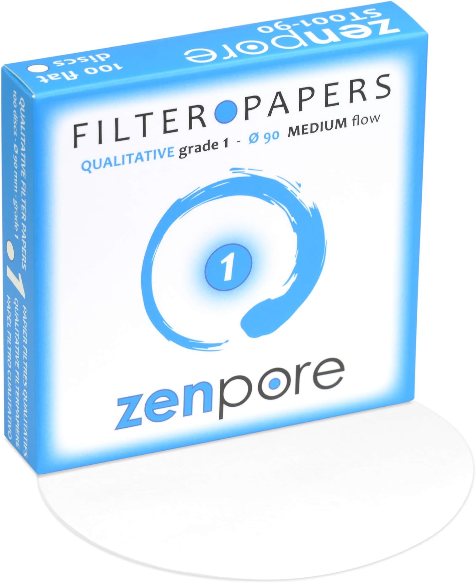 9 cm 実験室用フィルターペーパー、標準定性グレード1 - ZENPORE ミディアムフロー 90 mm (100 ディスク)