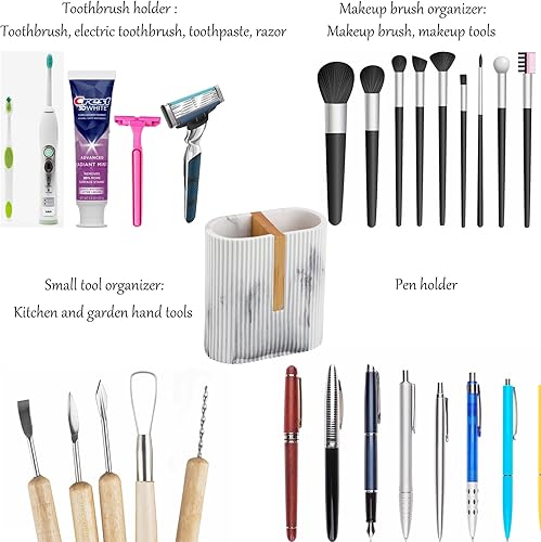 Miniatura 7 de rejomiik Portacepillos de dientes eléctrico para baños, cepillo de dientes de bambú y organizador de almacenamiento de pasta de dientes para