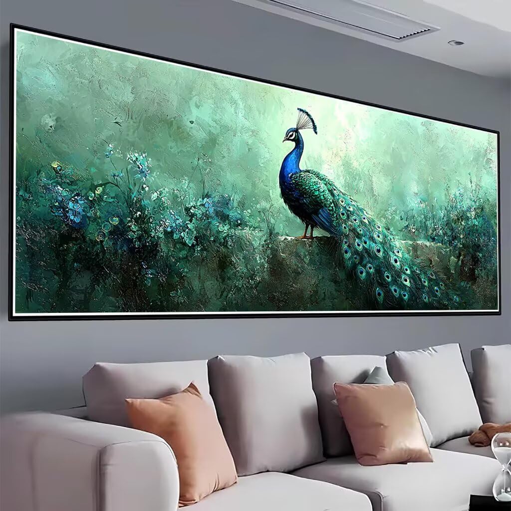 Furcht Diamond Painting Groß XXL 200x80cm, Basteln Erwachsene Diamond Painting Set, 5D DIY Pfau Diamant Paintings Bilder Erwachsene, Diamond-painting Set mit Zubehör für Deko Wohnzimmer Geschenke D-79