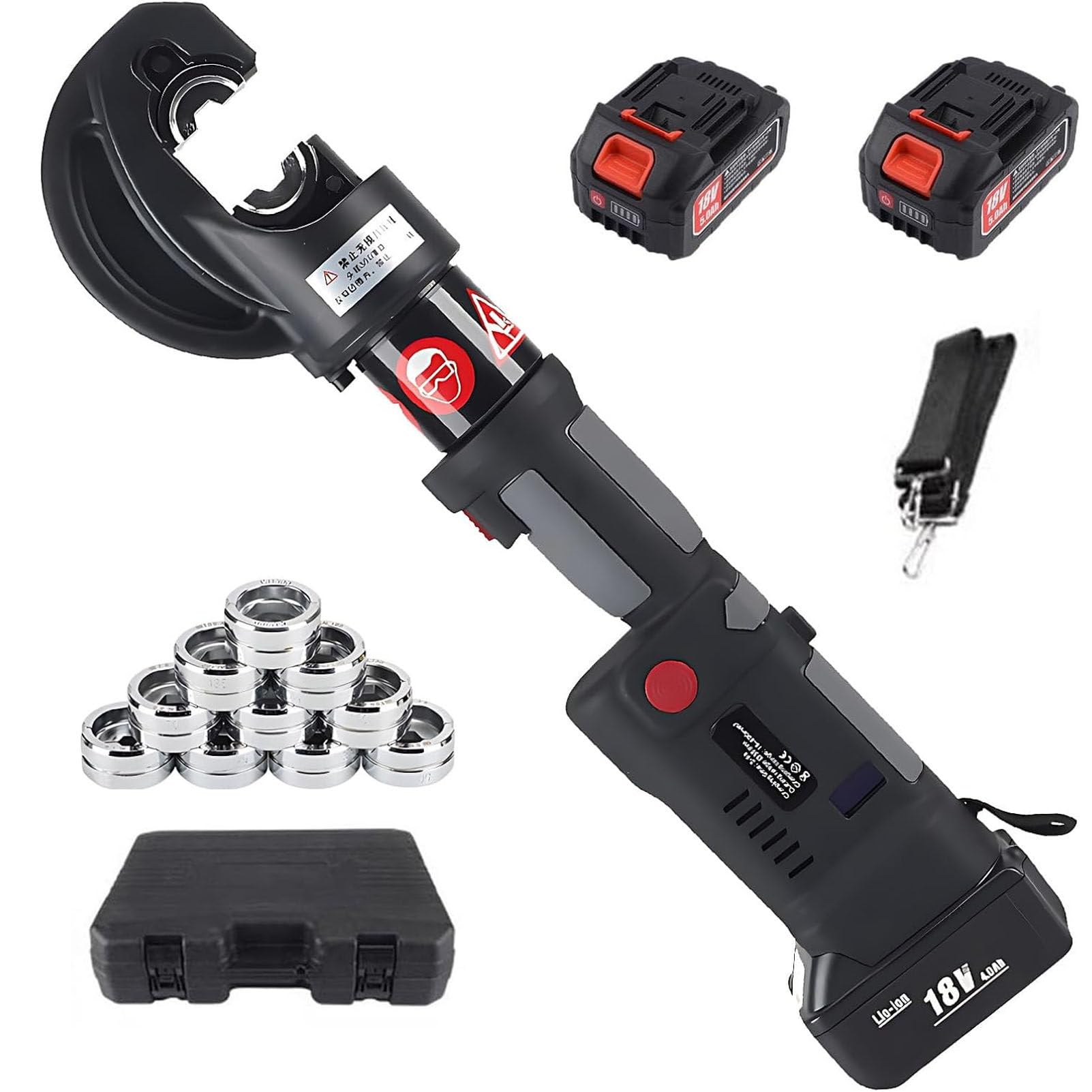 HCZKIUJY Hydraulic Electric Crimping Tool Kit with 12 Dies for Electrical Terminal Cable Lug Wire Crimping, Versatile and Efficient for 16-400mm2 Applications