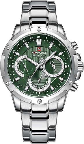 Miniatura 1 de NAVIFORCE Reloj deportivo multifunción para hombre reloj analógico de cuarzo de acero inoxidable impermeable