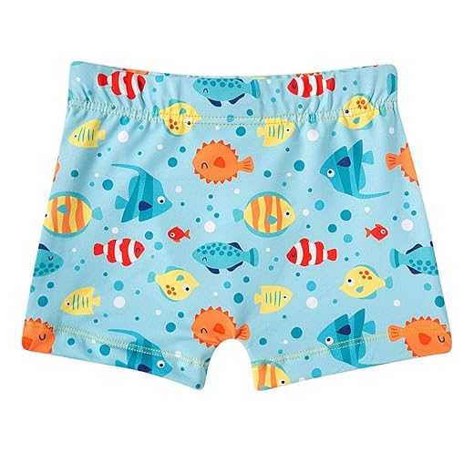 Sunga Boxer Infantil Proteção UV 50+ Peixinhos Azul Tip Top