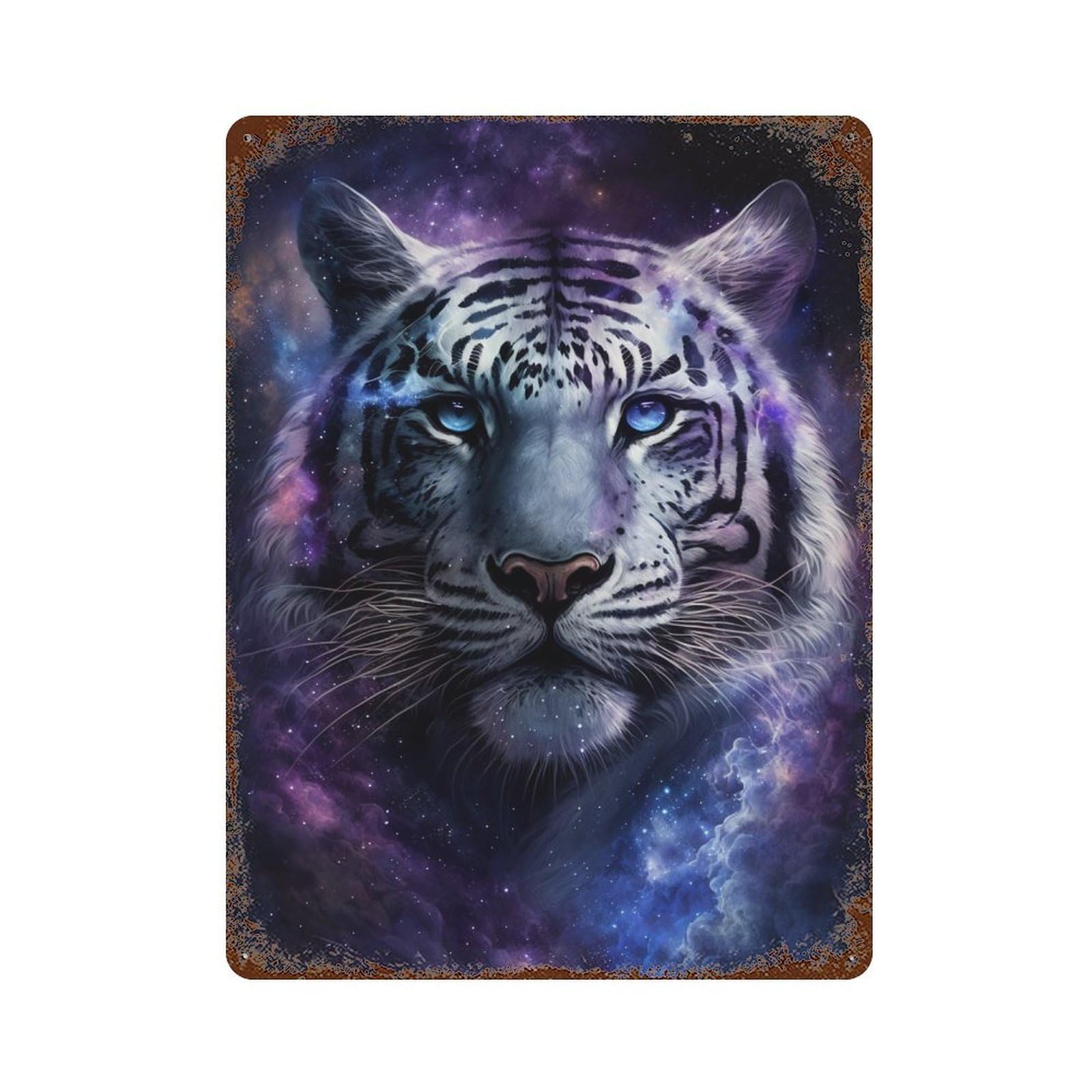 Galactic Tiger Portrait-16 Rusty Metal Tin Sign 15.7"x11.8", for Shed, Workshop And Garage Wall Decor, Novelty Wall Decor