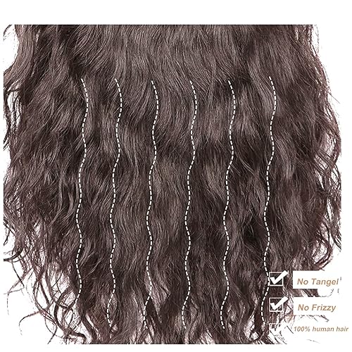 Miniatura 5 de ICRAB 10 pulgadas de cabello humano ondulado natural para mujer, parte derecha, 5.1 x 5.5in, postizo sin costuras, tupee, corto, rizado, clip en la