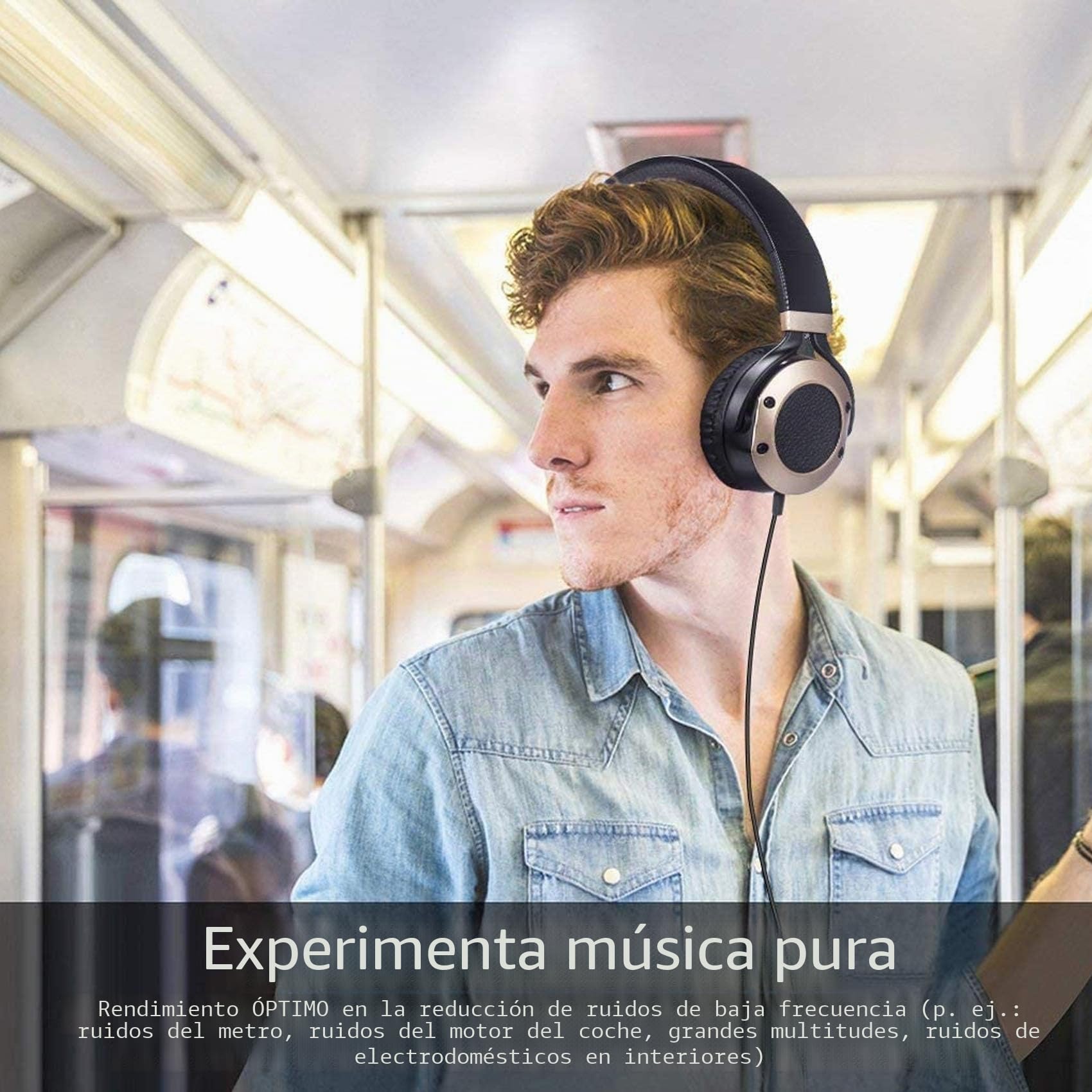 Auriculares con cancelación de ruido activo con micrófono y adaptador de avión, auriculares de viaje plegables y ligeros, auriculares con cable de alta fidelidad y graves profundos con funda de