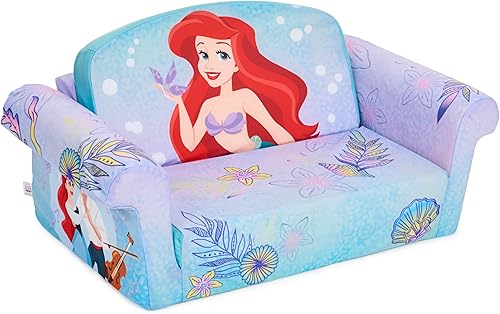 Miniatura 5 de Marshmallow Muebles, Niños 2-en-1 Flip Open Foam Comprimido Sofá, Disney La Sirenita