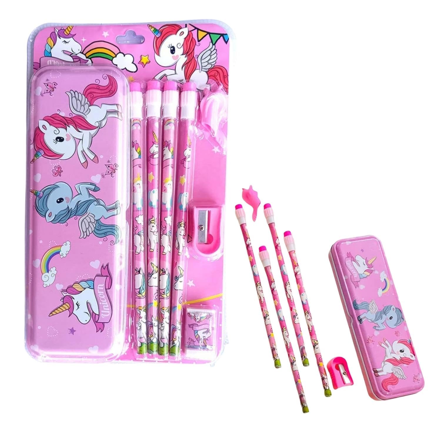 TRU TOYS Unicorn Stationery Set for Kids, Cute Unicorn Gift Pack with Box Pencil Sharpener Eraser, 5 Pcs Unicorn Stationery, School Stationery Kit, Unicorn Stationery Gift Items for Girls (Classic) TRU TOYS Unicorn Stationery Set for Kids, Cute Unicorn Gift Pack with Box Pencil Sharpener Eraser, 5 Pcs Unicorn Stationery, School Stationery Kit, Unicorn Stationery Gift Items for Girls (Classic)