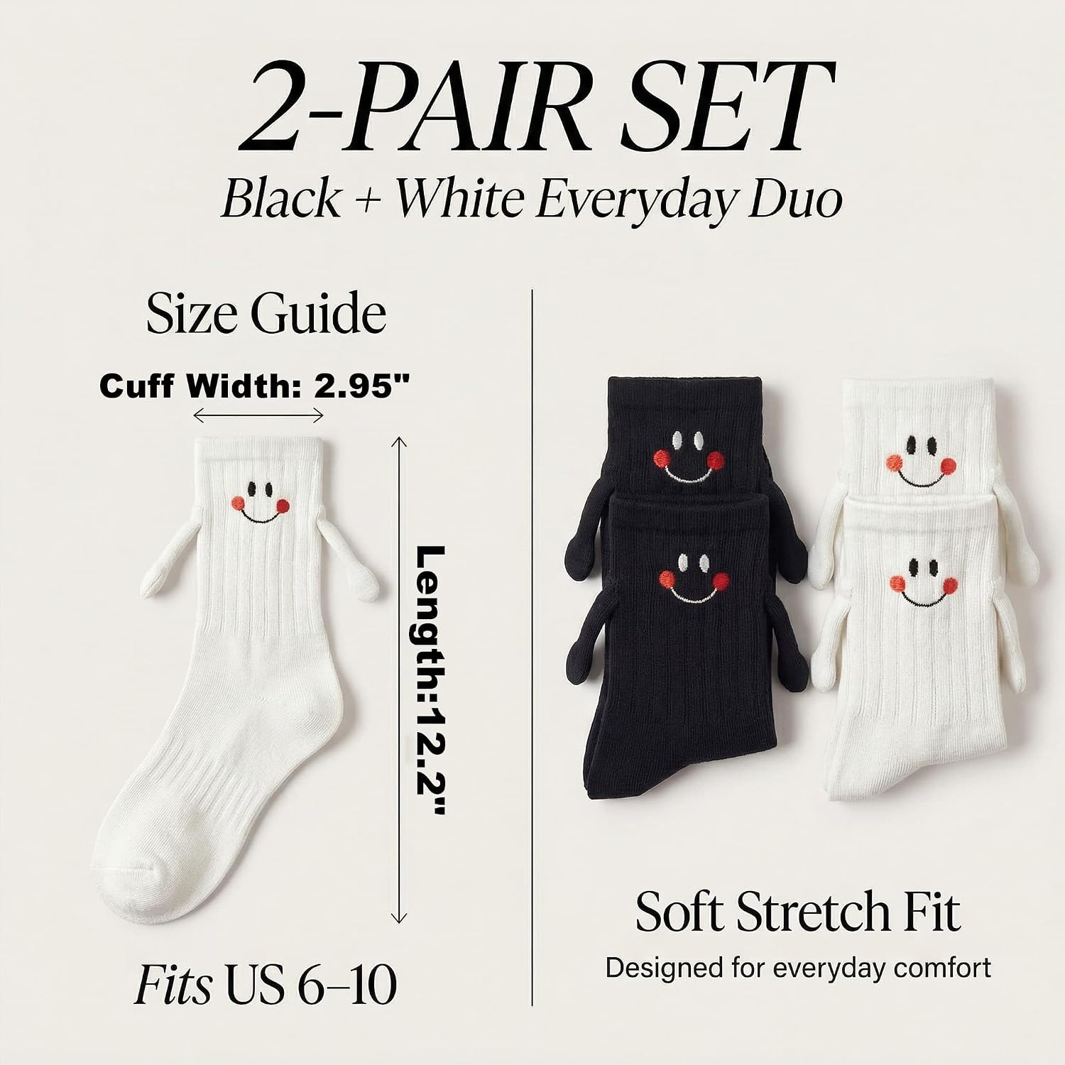 YKW Magnetic Holding Hands Socks, Funny Crazy Matching Smiley Cotton Novelty, Birthday Gift for Couples and Best Friends image 4