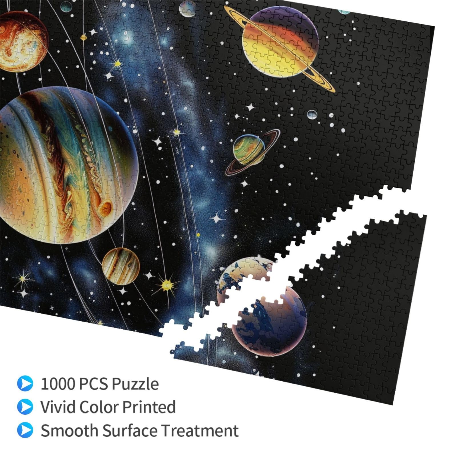 Puzzle stampato con pianeti, stelle e galassia, con scatola, puzzle in legno per adulti e bambini, 1000 pezzi, gioco decorativo divertente per la famiglia