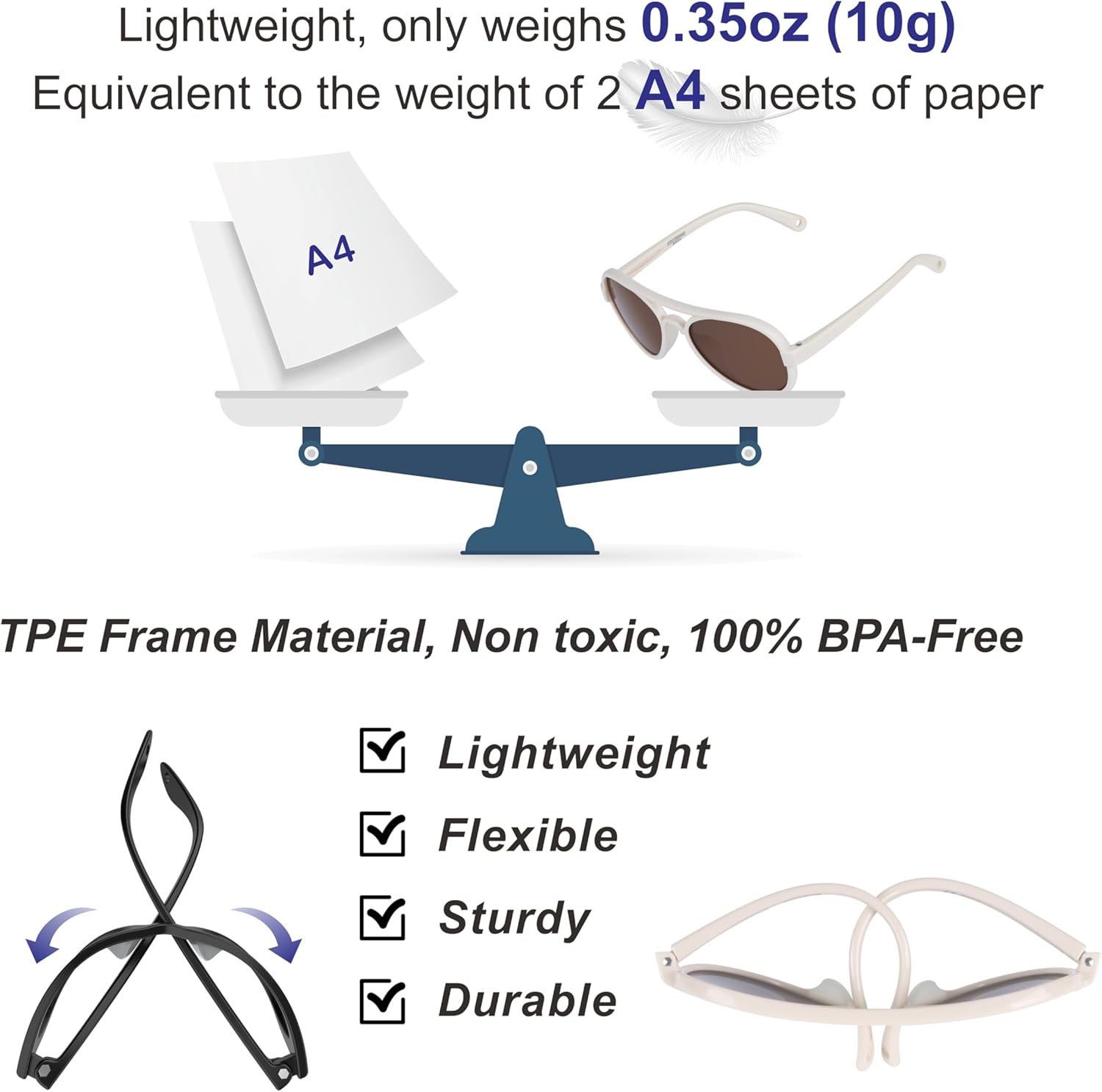 COCOSAND Baby Boys Girls Aviator Sunglasses with Strap Polarized Flexible Retro Pilot for Infants Toddler Age 0-24 Months - Image 4