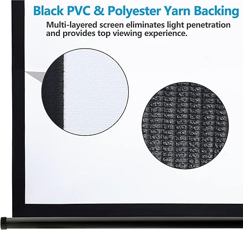 Miniatura 9 de Pantalla de proyector 100 pulgadas 169 HD portátil manual desplegable pantalla de proyector, montaje en pared en el techo retráctil pantalla ancha