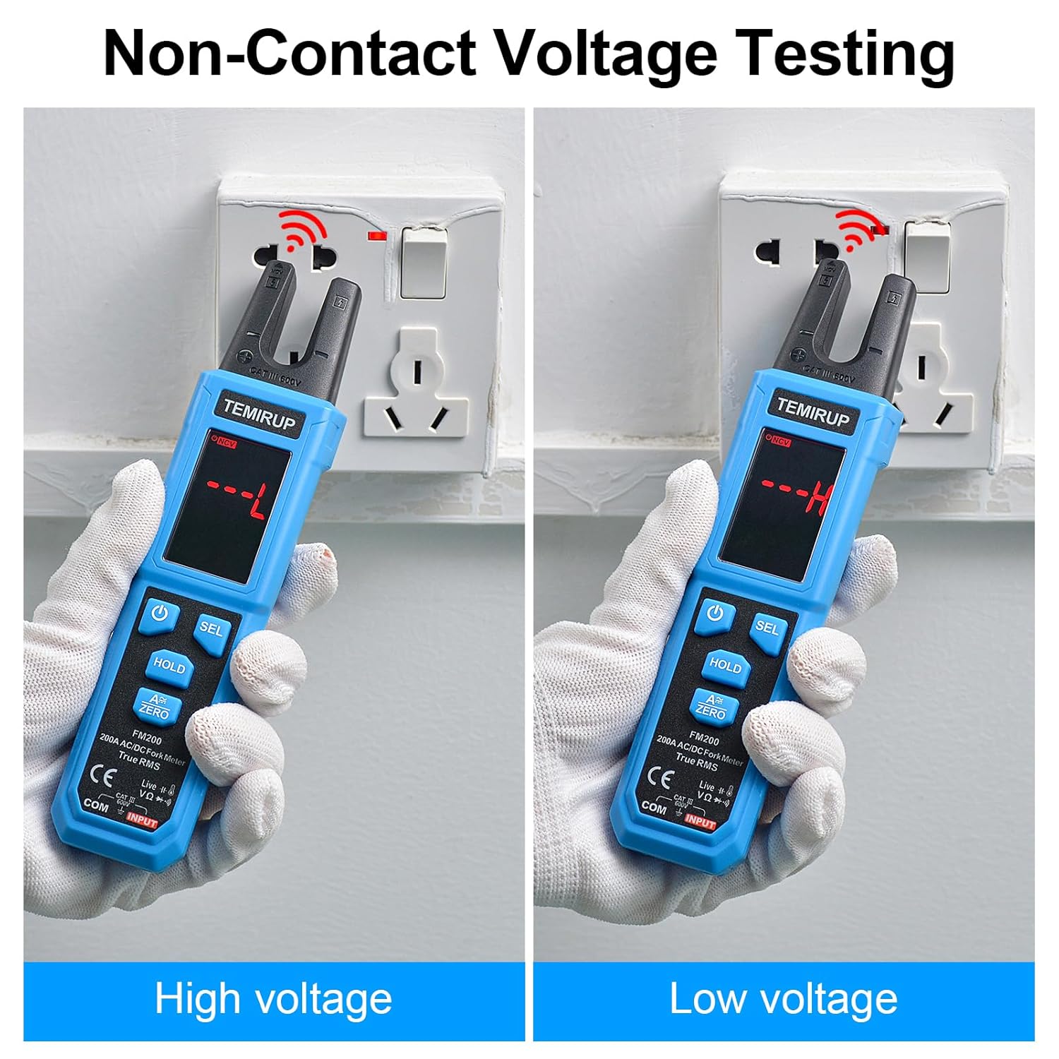 Digital Clamp Meter Multimeter with U-Shaped Jaw for AC/DC Current & Voltage, Auto-ranging 4000 Counts Voltage Tester with Large LCD Backlight, Measuring Temperature Continuity Diode NCV