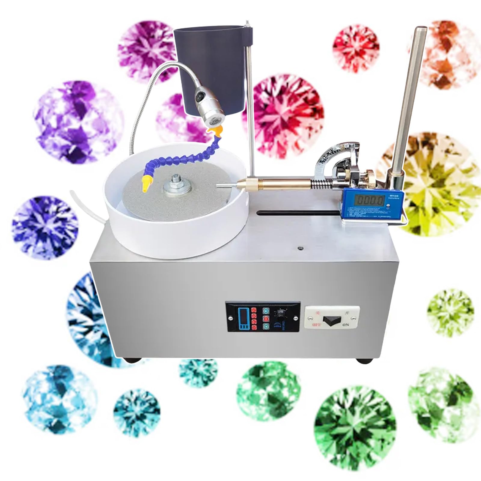 Gem Faceting Machine,180W Jade Stone Angle Machine, Jewelry Flat Grinder Polisher, 0-3000Rpm Adjustable Grinding Polishing Rock, Jewel Angle Polisher,220V