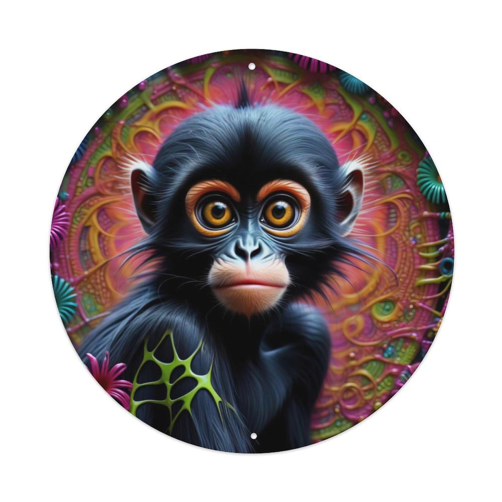 Animal Artwork Curious Little Gorilla Vintage Metal Tin Sign Plaque Wall Decor for Cafe, Club Bar, Office, Garden Metal Poster 8x8Inch