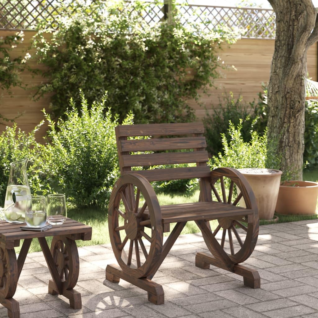 Krzesło ogrodowe z litego drewna jodłowego, 58 x 58 x 78,5 cm, drewniane krzesło outdoorowe z podłokietnikami, wygodne krzesło tarasowe do ogrodu, na balkon, do patio, wytrzymała konstrukcja