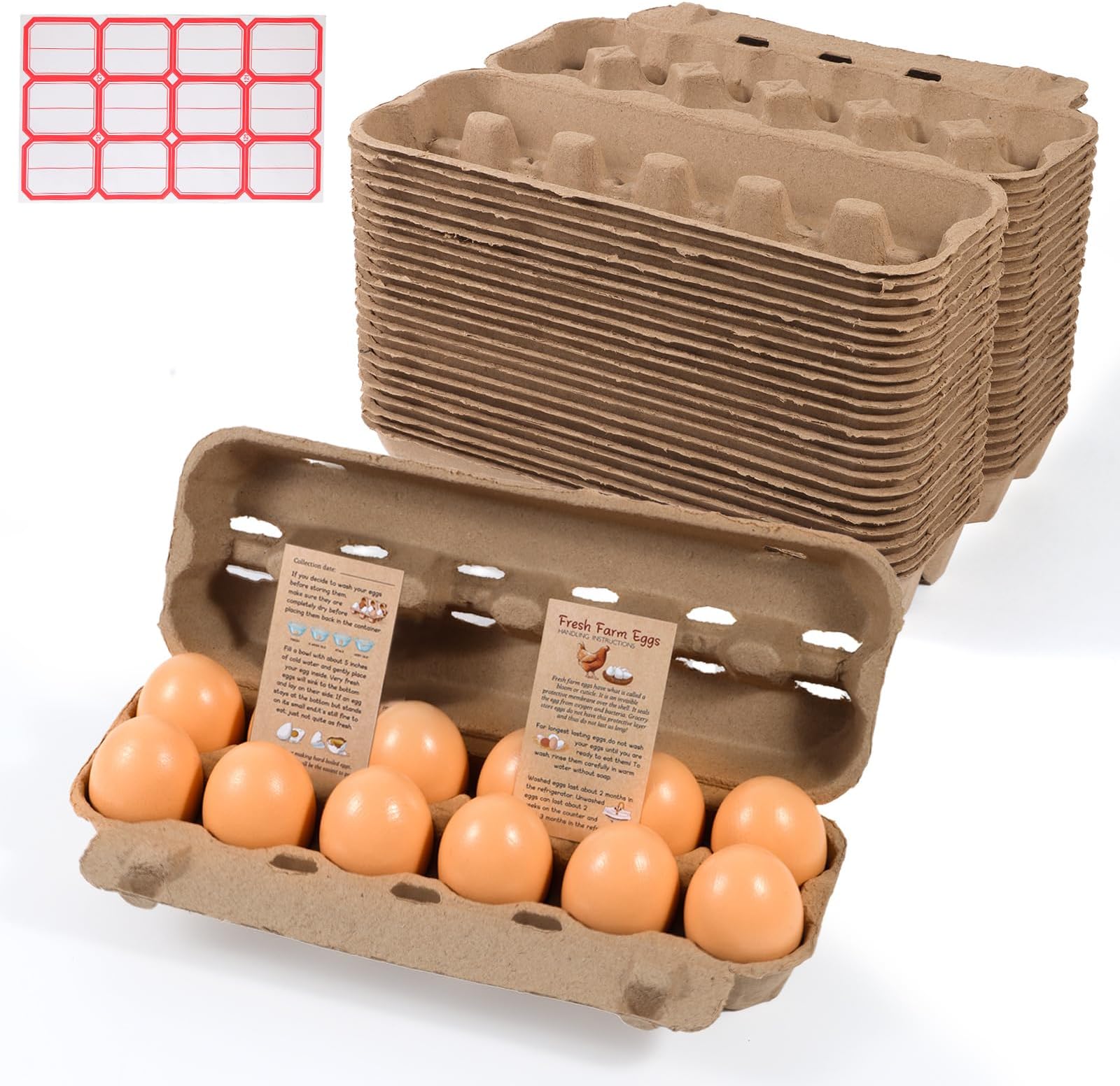 100-Pack Bulk Empty Egg Cartons for Storage, 12-Count Natural Paper Pulp Reusable & Sturdy Design (Egg Storage Containers)