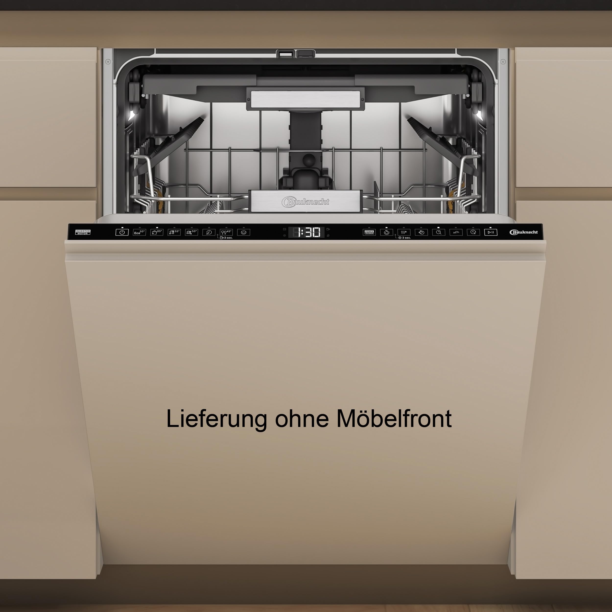Bauknecht BD7I HF60 TUC Vollintegrierbarer Geschirrspüler/60 cm/15 Maßgedecke/PowerClean Pro-Effektive Hochdruckdüsen/Natural Dry-Automatische Türoffnung-Bessere Trocknung/MaxiSpace-Mehr Innenraum