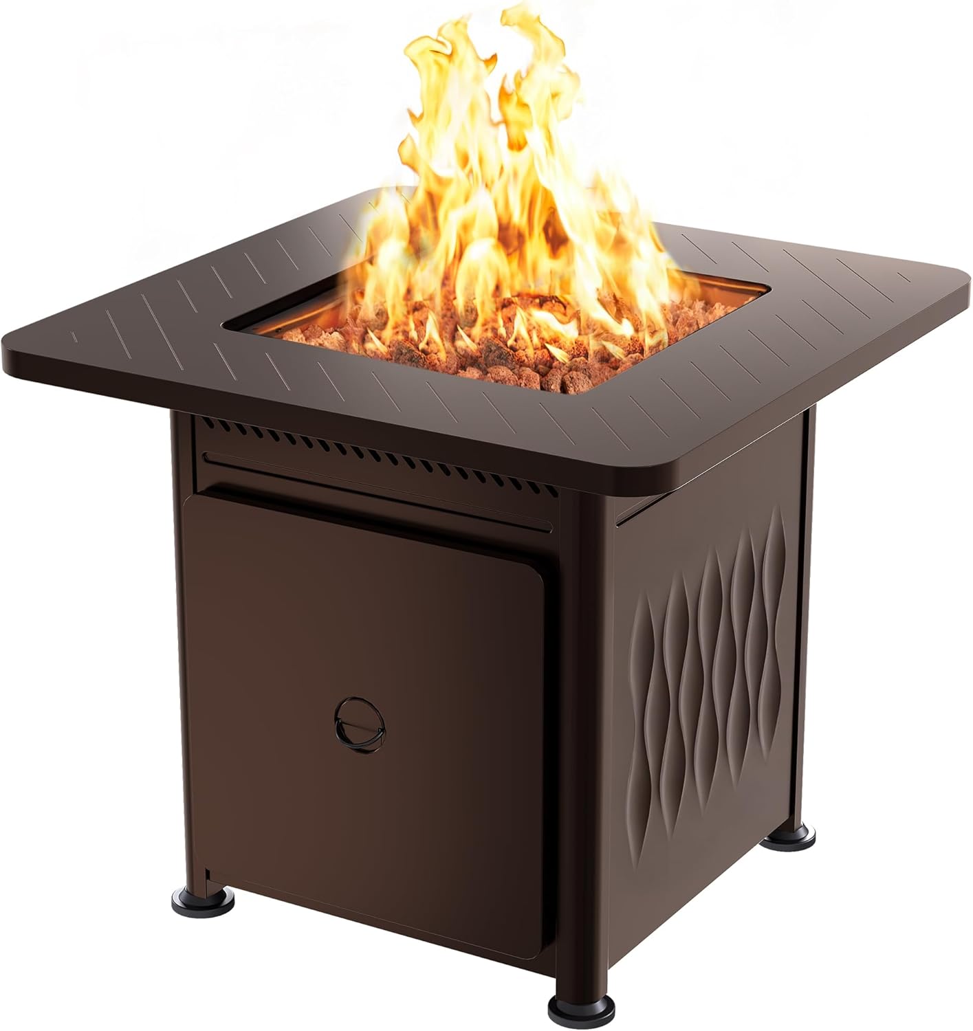 EAST OAK 28" Outdoor Propane Fire Pit Table | 52,000 BTU Gas Fire Pit Table for Outside with Magnetic Lid | Storage Basket & Lava Rocks | CSA Certified for Patio, Garden & Backyard | Black