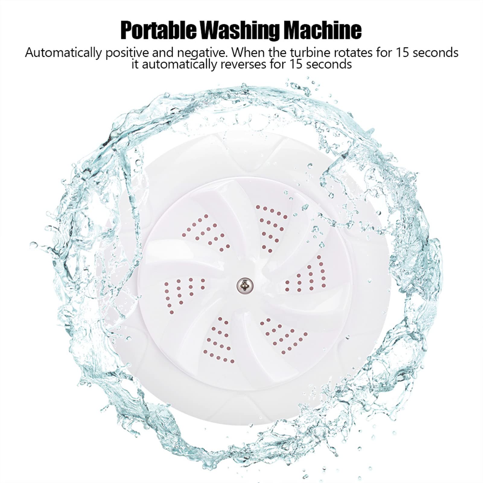 Generic Generic Przenośna Ultradźwiękowa Mini Pralka Turbo do Podróży, Prania Domowego, Zasilana Przez USB - Odpowiednia do ładunku 1 KG (WHITE) (WHITE)