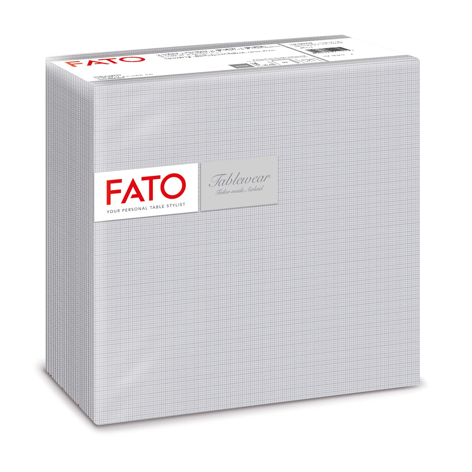 Fato - Dry Paper Napkins, Airlaid, Fabric Effect, Pack of 50 Napkins, Size 40x40 Folded in 4, Decoration Shade Silver