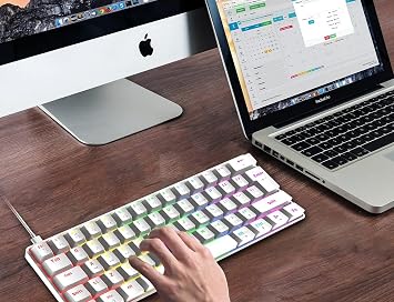 ROBEVE Blic Gaming Keyboard RGB Keyboard 20 Modes Adjustable Color Option RGB Waterproof And Dust Resistant Keyboard Gaming Keyboard Gaming Keyboard Mechanical Keyboard Illuminated Keyboard Blue Switch (White)