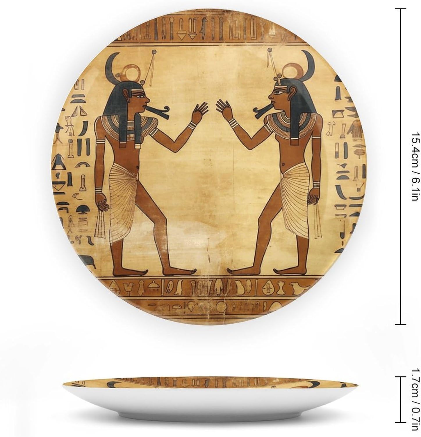Ancient Egyptian Bone China Decorative Plate Exquisite Ornamental Wall Hanging Platter 6/7/8/10 Inch Vintage Art Ceramic Decor Dish for Home Tabletop Decor Housewarming Gift image 2