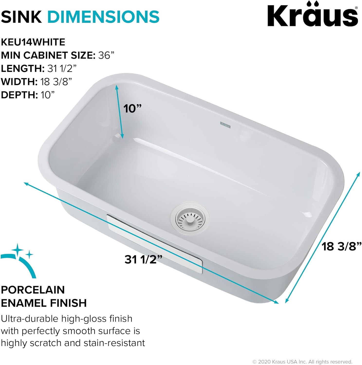 Flаѕh Dеаlѕ - 60% оƒƒ KRAUS KEU-14WHITE Pintura 16 Gauge Undermount Single Bowl Enameled Stainless Steel Kitchen Sink, 31 1/2-inch, White