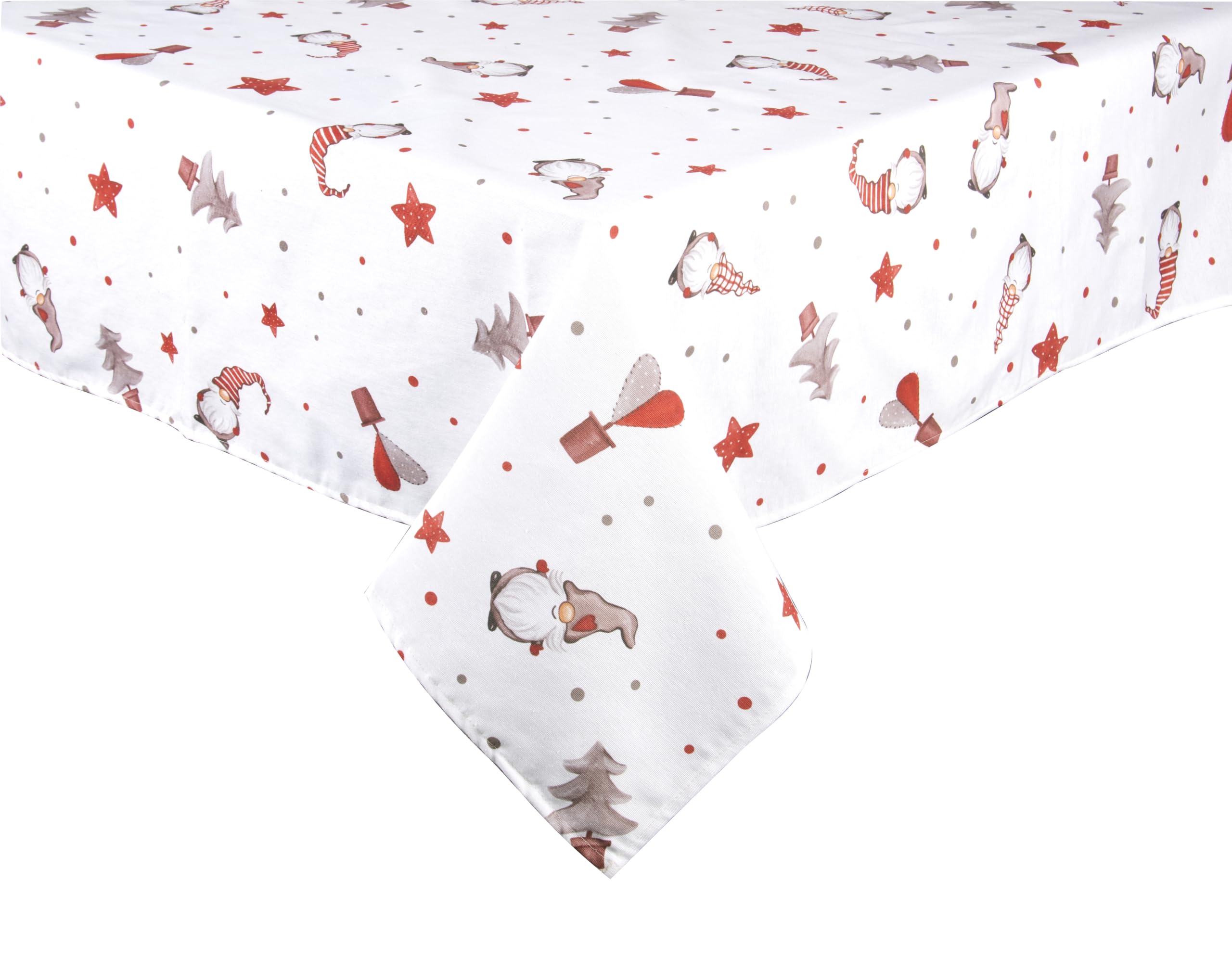 Excelsa Gnome Rectangular Tablecloth, 70% Cotton and 30% Polyester, 140 x 180 cm, Christmas Decoration (Cm. 140 x 180)