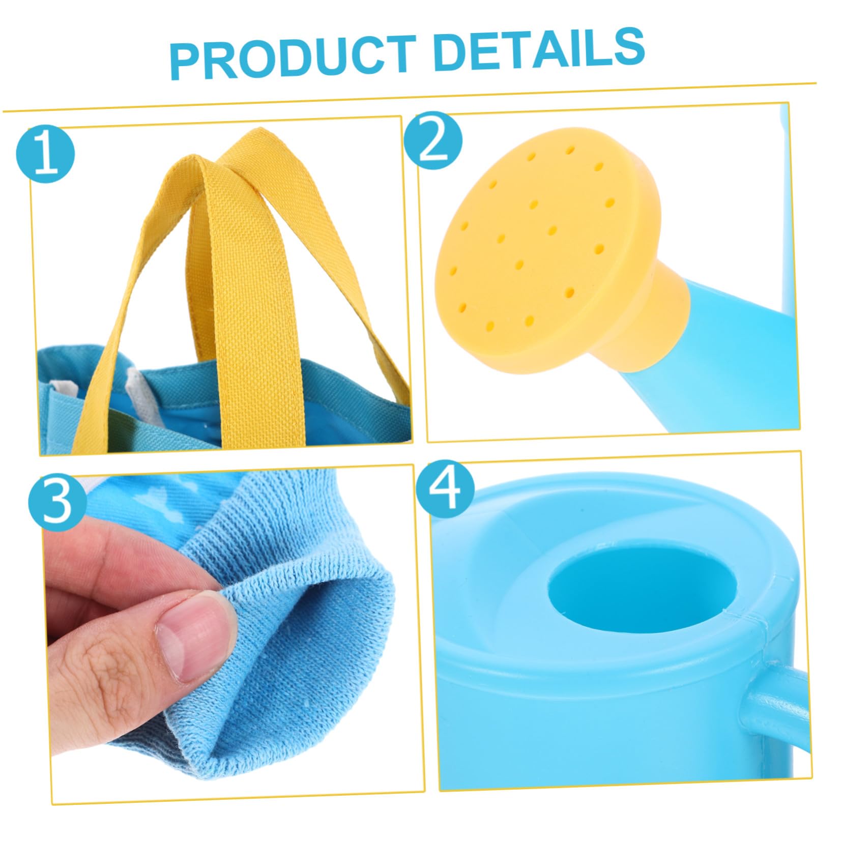 Set Attrezzi Giardinaggio Bambini 6 Pezzi Blu per Semina e Orto | Manico in Faggio, Secchio, Guanto e Annaffiatoio, per Giardino e Cortile